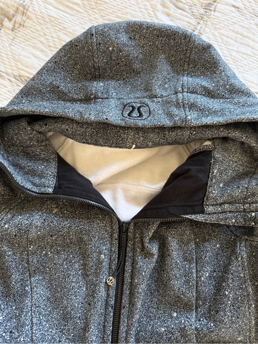 Lululemon Gray Speckled Hooded Scuba Jacket